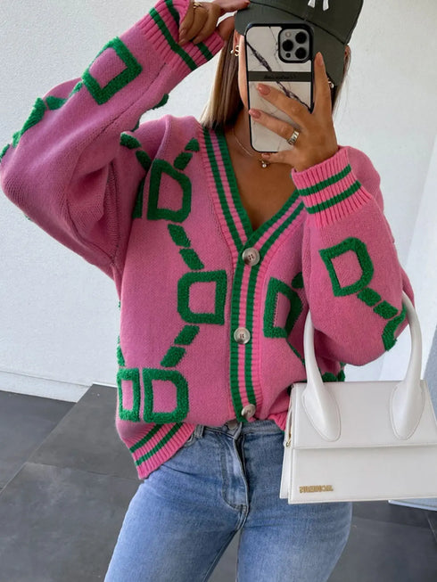 'Kalina' Lettered Oversized Cardigan - Celes Fashion